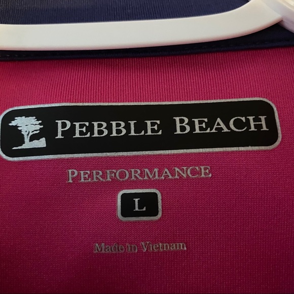 Pebble Beach Golf Shirt- Color Pink Stripes,Size L - Picture 2 of 3